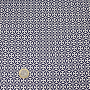 Tissu cotonnade motif japonais feuilles géométriques ASANOHA, bleu indigo & écru - TissusPapi.com