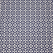 Tissu cotonnade motif japonais feuilles géométriques ASANOHA, bleu indigo & écru - TissusPapi.com