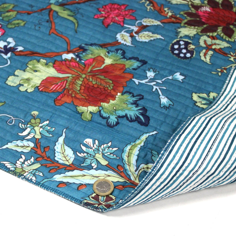 Tissu matelassé coton indien, motif traditionnel floral : nombreuses couleurs et fleuris au choix! - TissusPapi.com