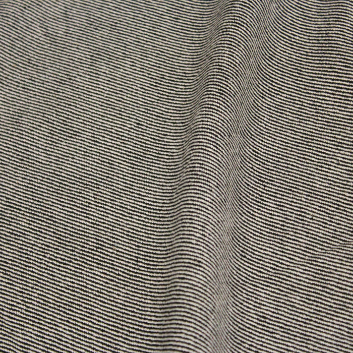 Tissu lainage sergé de laine aux rayures écrues & noires - Fabrication italienne