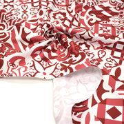 Tissu gabardine coton imprimée motif carreaux de faïence azulejos modernes, trois couleurs dispos - STANDARD 100 OEKO - TEX - TissusPapi.com
