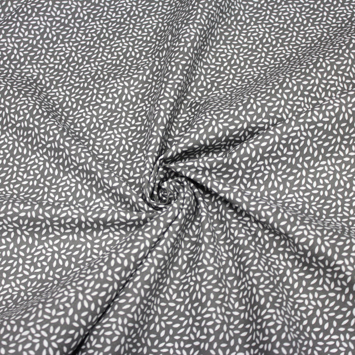 Tissu de coton gris moyen aux grains de riz blancs - OEKO-TEX