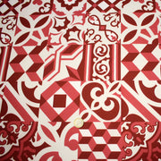 Tissu gabardine coton imprimée motif carreaux de faïence azulejos modernes, trois couleurs dispos - STANDARD 100 OEKO - TEX - TissusPapi.com