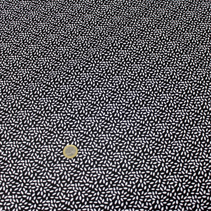 Tissu de coton noir aux grains de riz blancs - OEKO-TEX