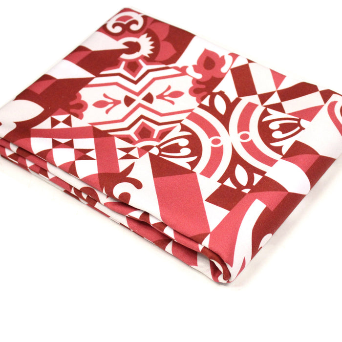 Tissu gabardine coton imprimée motif carreaux de faïence azulejos modernes, trois couleurs dispos - STANDARD 100 OEKO - TEX - TissusPapi.com