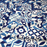 Tissu gabardine coton imprimée motif carreaux de faïence azulejos modernes, trois couleurs dispos - STANDARD 100 OEKO - TEX - TissusPapi.com