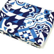 Tissu gabardine coton imprimée motif carreaux de faïence azulejos modernes, trois couleurs dispos - STANDARD 100 OEKO - TEX - TissusPapi.com