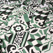 Tissu gabardine coton imprimée motif carreaux de faïence azulejos modernes, trois couleurs dispos - STANDARD 100 OEKO - TEX - TissusPapi.com
