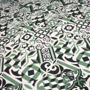 Tissu gabardine coton imprimée motif carreaux de faïence azulejos modernes, trois couleurs dispos - STANDARD 100 OEKO - TEX - TissusPapi.com