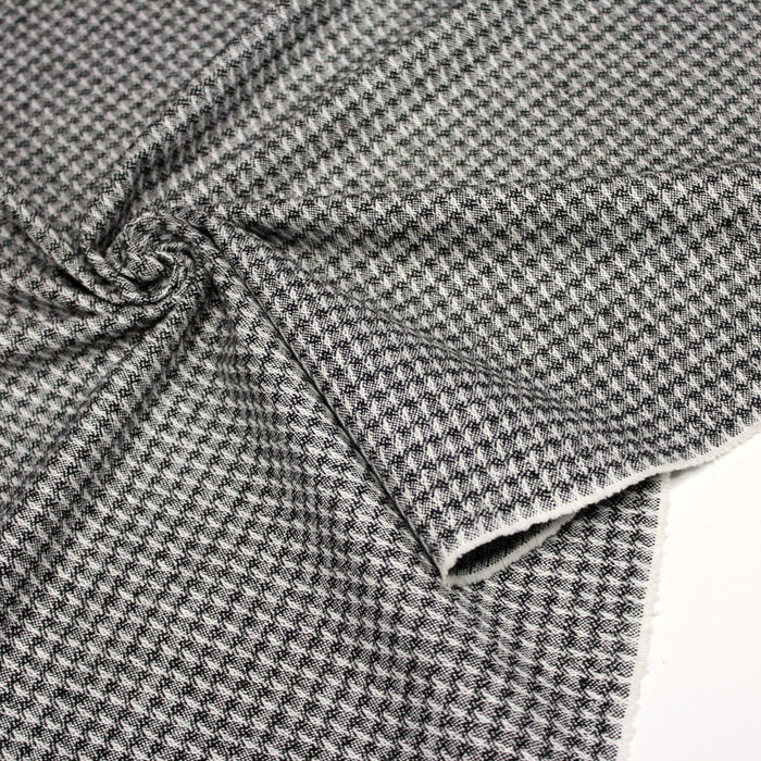 Tissu lainage faux-uni gris et blanc cassé, discret pied de poule - Fabrication italienne