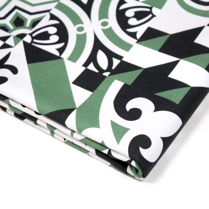 Tissu gabardine coton imprimée motif carreaux de faïence azulejos modernes, trois couleurs dispos - STANDARD 100 OEKO - TEX - TissusPapi.com