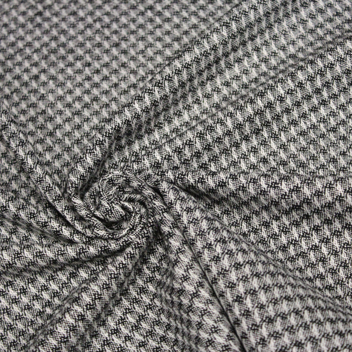 Tissu lainage faux-uni gris et blanc cassé, discret pied de poule - Fabrication italienne
