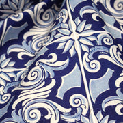 Tissu gabardine coton imprimée motif anciens carreaux de faïence bleus, azulejos - STANDARD 100 OEKO - TEX - TissusPapi.com