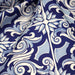 Tissu gabardine coton imprimée motif anciens carreaux de faïence bleus, azulejos - STANDARD 100 OEKO - TEX - TissusPapi.com
