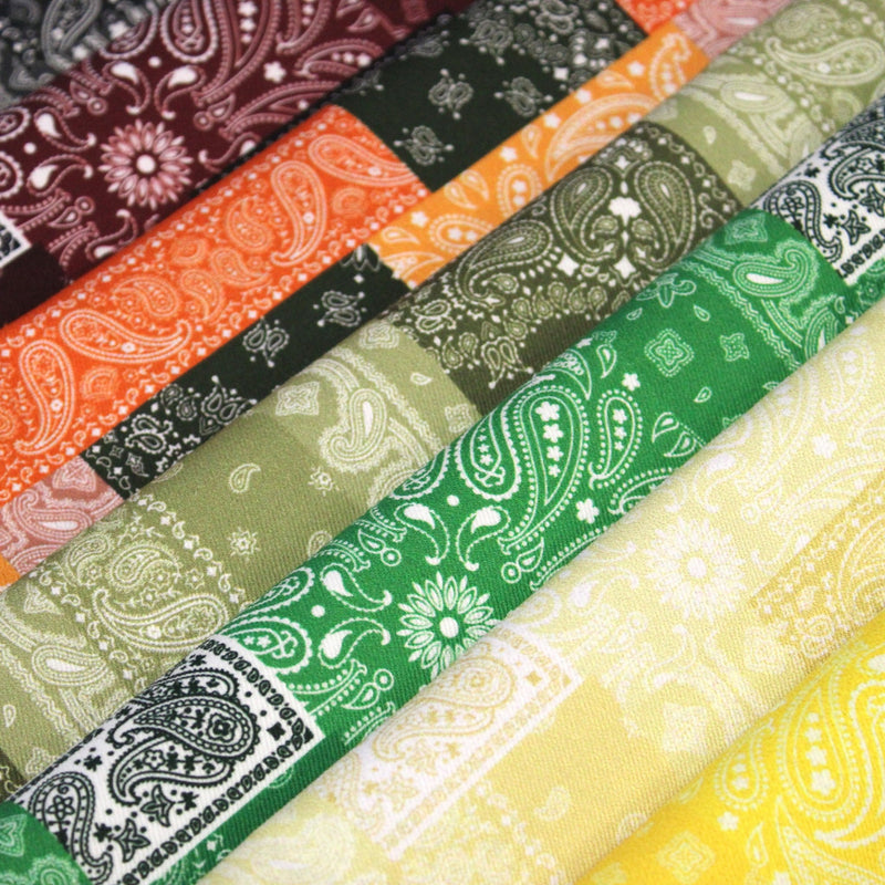 Tissu gabardine coton imprimée motif BANDANA paisley : nombreuses couleurs ! - OEKO-TEX STANDARD 100 - TissusPapi.com