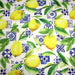 Tissu gabardine coton imprimée motif citrons jaunes & carreaux de faïence bleus - TissusPapi.com