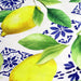 Tissu gabardine coton imprimée motif citrons jaunes & carreaux de faïence bleus - TissusPapi.com