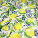Tissu gabardine coton imprimée motif citrons jaunes & carreaux de faïence bleus - TissusPapi.com