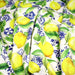 Tissu gabardine coton imprimée motif citrons jaunes & carreaux de faïence bleus - TissusPapi.com