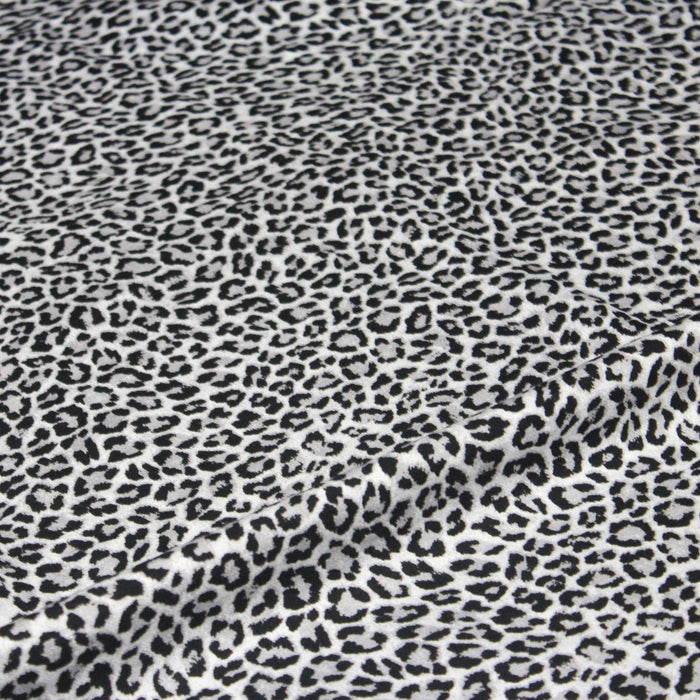 Tissu Viscose fluide motif léopard blanc, noir, gris - OEKO-TEX