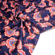 Tissu INDIENNES, gabardine coton imprimée fleurie colorée, fond bleu - OEKO - TEX - TissusPapi.com