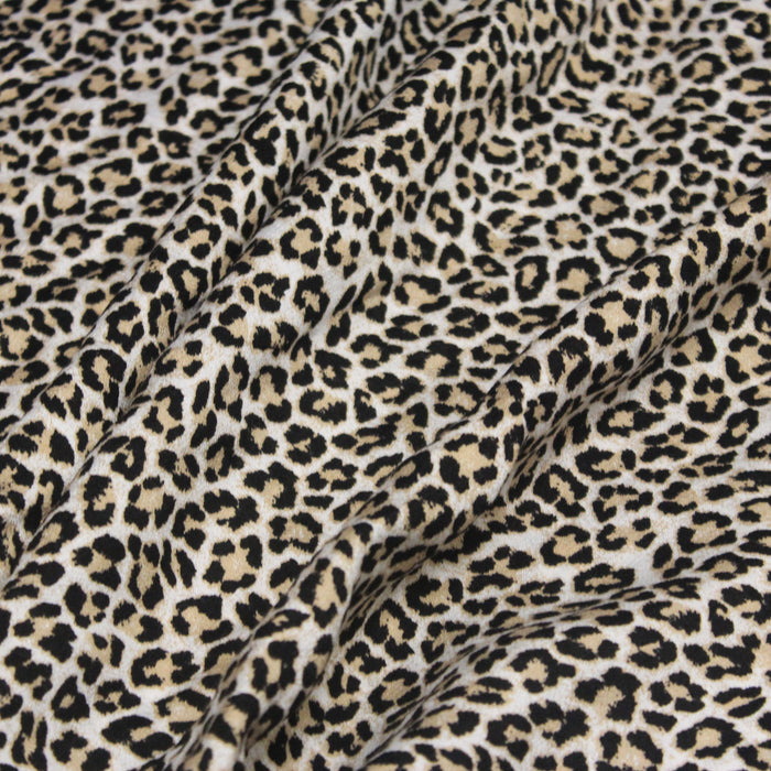 Tissu Viscose fluide motif léopard blanc, noir, écru - OEKO-TEX