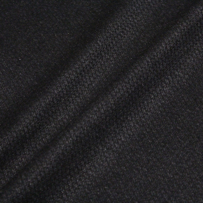 Tissu lainage faux-uni noir & gris anthracite aux fins losanges - Fabrication italienne