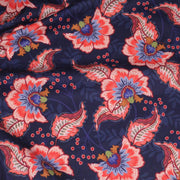 Tissu INDIENNES, gabardine coton imprimée fleurie colorée, fond bleu - OEKO - TEX - TissusPapi.com