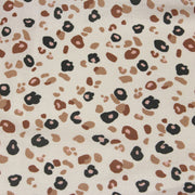 Tissu cotonnade LEOPARD, écru et taches léopard noires, roses, ocres - OEKO - TEX STANDARD 100 - TissusPapi.com