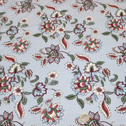 Tissu cotonnade RAIPUR imprimé indienne fleurie et fond fines rayures bleu ciel - OEKO-TEX STANDARD 100 - TissusPapi.com