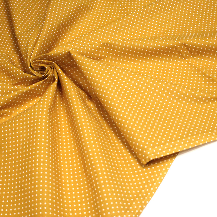 Tissu coton jaune moutarde à pois 1mm POLKA DOT - OEKO-TEX