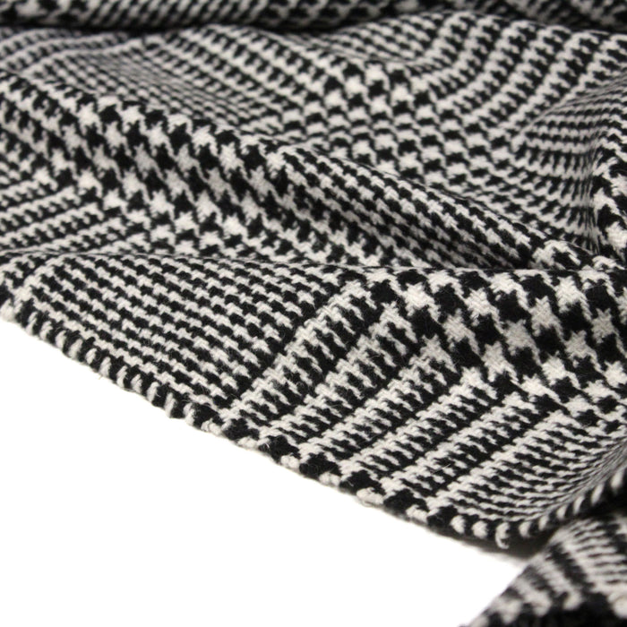 Tissu lainage épais à gros carreaux noirs & blancs - Fabrication italienne