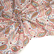 Tissu INDIENNES, gabardine coton imprimée motif cachemire coloré, fond blanc - OEKO - TEX - TissusPapi.com