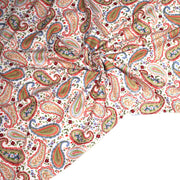 Tissu INDIENNES, gabardine coton imprimée motif cachemire coloré, fond blanc - OEKO - TEX - TissusPapi.com