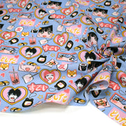 Tissu cotonnade motif japonais KAWAII rose orange bleu - OEKO - TEX - TissusPapi.com