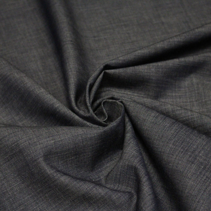 Tissu Chambray coton bleu gris - Fabrication italienne