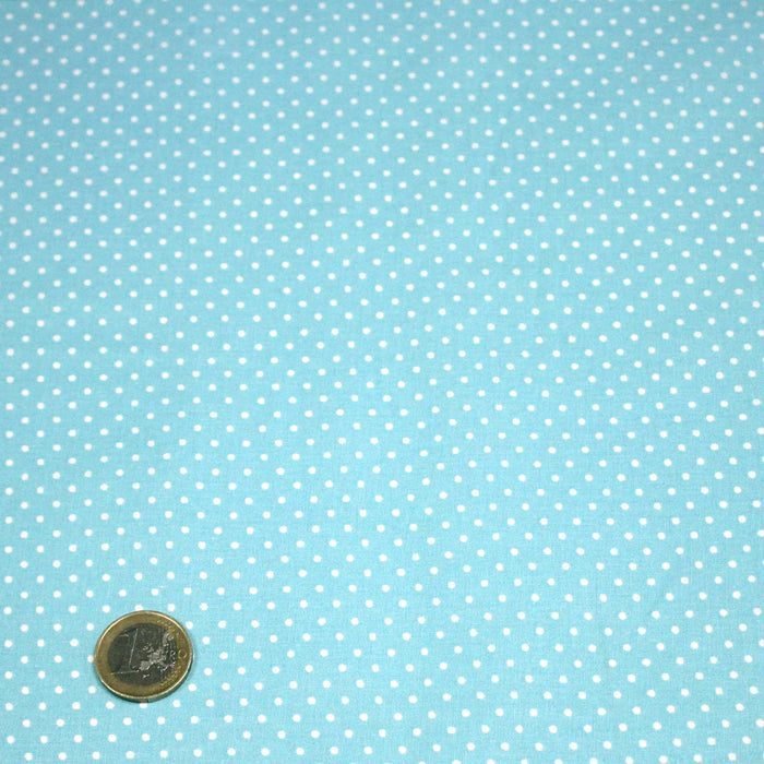 Tissu coton bleu ciel à pois 1mm POLKA DOT - OEKO-TEX