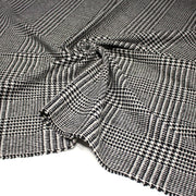 Tissu lainage à grands carreaux & pied de coq noirs et blancs - Fabrication italienne - TissusPapi.com