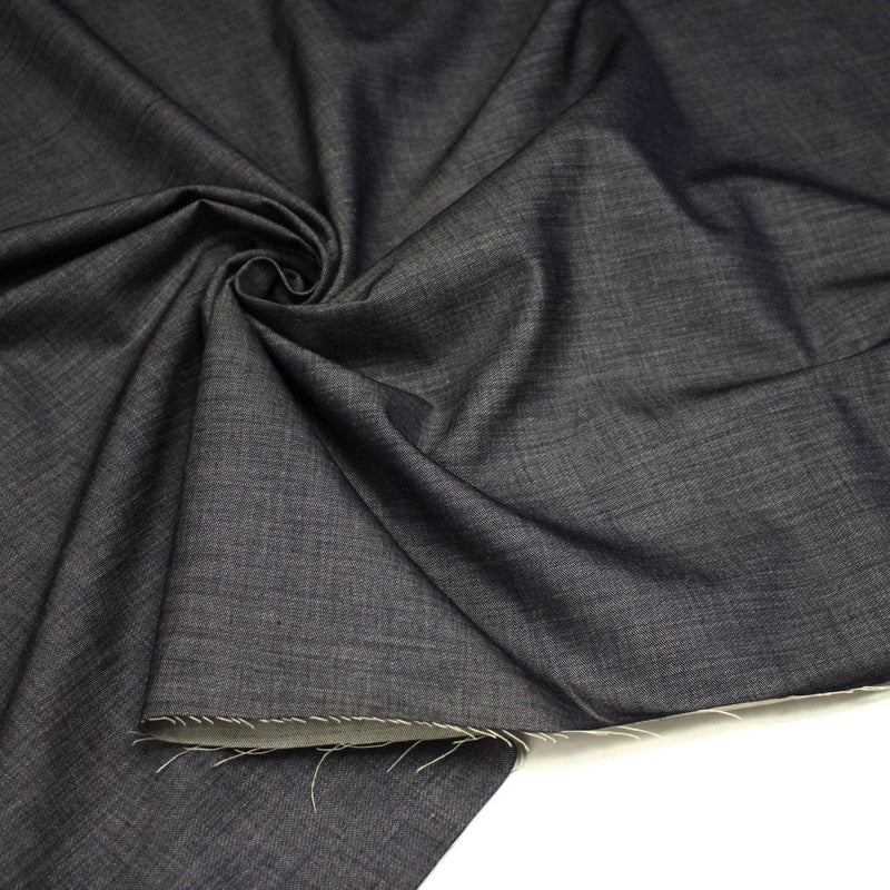 Tissu Chambray coton bleu gris - Fabrication italienne - TissusPapi.com