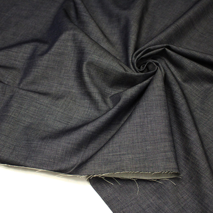 Tissu Chambray coton bleu gris - Fabrication italienne