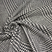 Tissu lainage à grands carreaux & pied de coq noirs et blancs - Fabrication italienne - TissusPapi.com