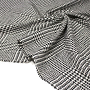 Tissu lainage à grands carreaux & pied de coq noirs et blancs - Fabrication italienne - TissusPapi.com