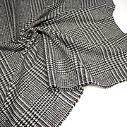 Tissu lainage à grands carreaux & pied de coq noirs et blancs - Fabrication italienne - TissusPapi.com