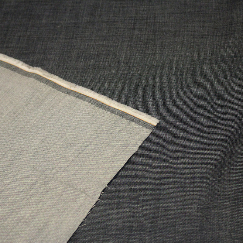 Tissu Chambray coton bleu gris - Fabrication italienne - TissusPapi.com