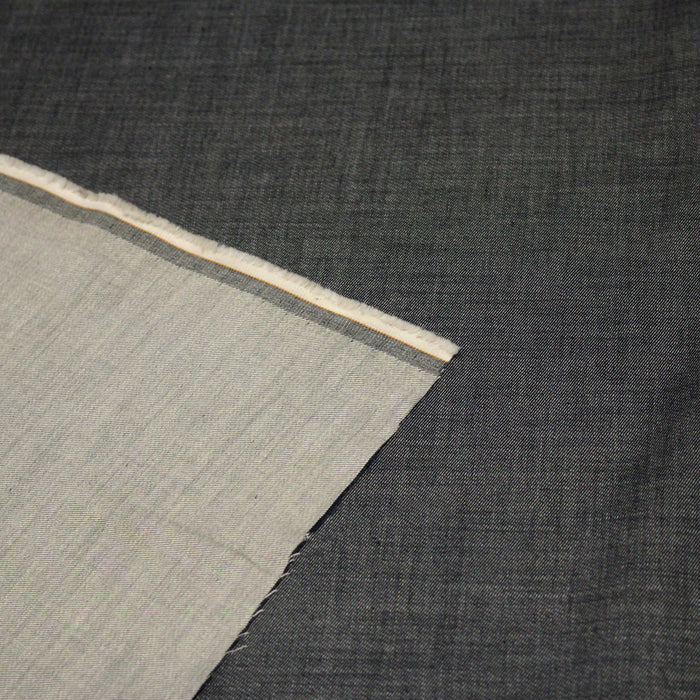 Tissu Chambray coton bleu gris - Fabrication italienne