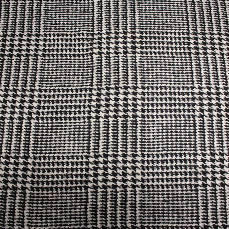 Tissu lainage à grands carreaux & pied de coq noirs et blancs - Fabrication italienne - TissusPapi.com
