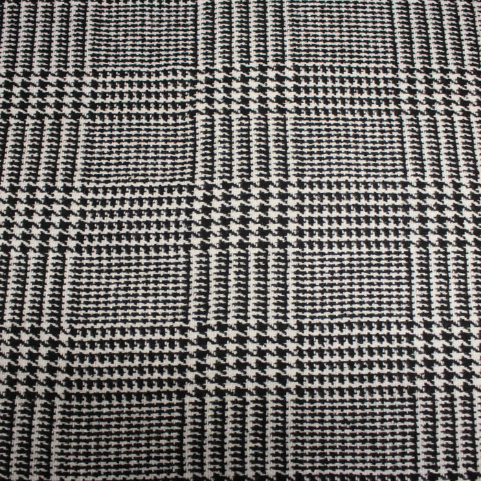 Tissu lainage à grands carreaux & pied de coq noirs et blancs - Fabrication italienne