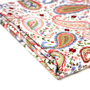 Tissu INDIENNES, gabardine coton imprimée motif cachemire coloré, fond blanc - OEKO - TEX - TissusPapi.com