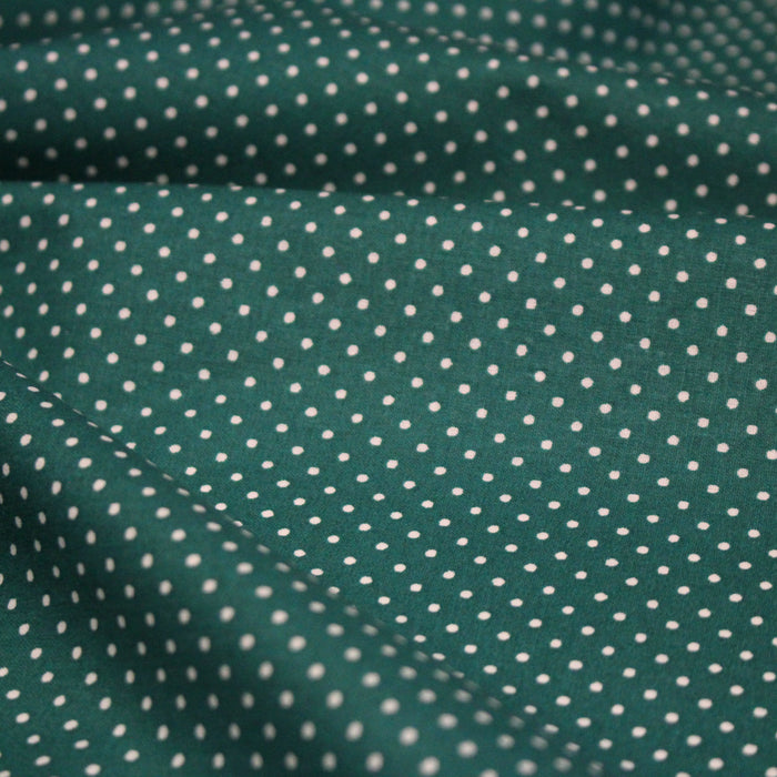 Tissu coton vert canard à pois 1mm POLKA DOT - OEKO-TEX