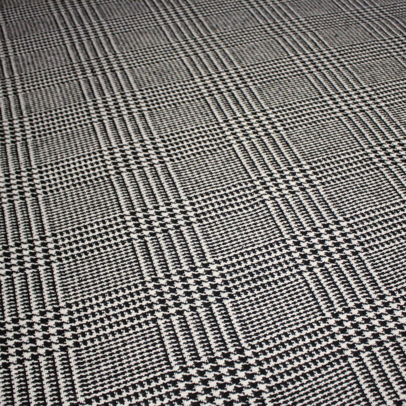 Tissu lainage à grands carreaux & pied de coq noirs et blancs - Fabrication italienne - TissusPapi.com